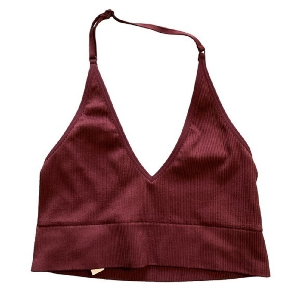 PINK Victorias Secret Maroon Halter Bralette Size Small EUC #1114